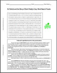 St patrick\'s day crossword puzzles. St Patrick And The Story Of Saint Paddy S Day Word Search Student Handouts