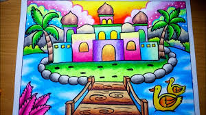  Cara Menggambar Pemandangan Pulau Dan Masjid Yang Mudah Drawing Scenery Of Mosque Youtube Art Drawings For Kids Easy Drawings Easy Cartoon Drawings