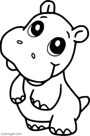 Baby Hippo Coloring Pages