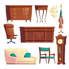 Download White House Oval Office Wooden Furniture Cartoon Vector Set For Free Furniture Wooden Furniture Wooden