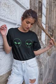 Alien Shirt Alien Boob Shirt Nerd Tshirt Green Alien Clothing - Etsy Israel