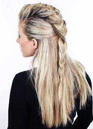 Pin By Marry Barbour On Hairstyle Half Braided Hairstyles Lagertha Hair Viking Hair