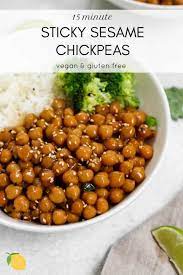 Easy Vegan Sticky Sesame Chickpeas Eat With Clarity Recipe Chickpea Recipes Chickpea Recipes Easy Vegan Dinner Recipes