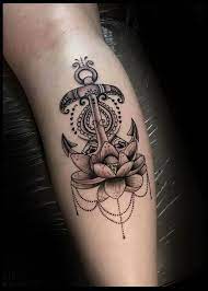 Anchor And Lotus Black And Grey Tattoo Girly Tattoo Girlytattoo Anchortattoo Lotustattoo Flowertattoo Blackand Anchor Flower Tattoo Cameo Tattoo Tattoos