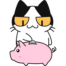 貯金箱にお金を入れる猫 | 無料イラスト＆かわいいフリー素材集 ねこ画伯コハクちゃん