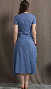 Blue Linen Dress Fitted Linen Dress Womens Dresses Midi Blue Linen Dress Etsy Dresses Gowns For Girls