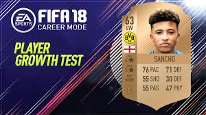 Gerard valentín sancho on fifa 21 gerard valentín sancho is a spaniard professional football player who best plays at the right midfielder position for the cd lugo in the laliga smartbank. Fifa 18 Jadon Sancho Growth Test Gameplay Youtube