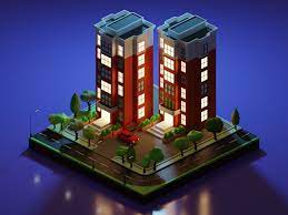 Isometric Apartment 2 Night Scene Night Scene Motion Design Video Isometric Art