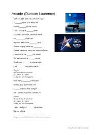 Check amazon for arcade mp3 download these lyrics are submitted by itunes3 browse other artists under d:d2 d3 d4 d5 d6 d7 d8 d9 d10 songwriter(s): Song Arcade Duncan Laurence English Esl Worksheets For Distance Learning And Physical Classrooms