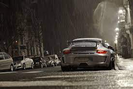 Hd Wallpaper Gray Vehicle Grey Rain Porsche Gt3 Car Street Winter Snow Wallpaper Flare Porsche Rain Car Car