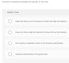 How does insurance transfer risk. Insurance Companies Facilitate The Transfer Of Risk Chegg Com