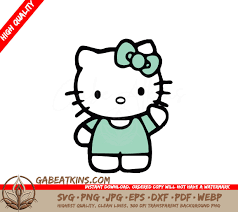 A Drawing Of Hello Kitty With A Bow On Her Head SVG - Hello Kitty Gree