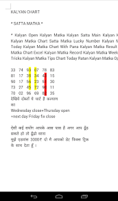 Satta143 Matka Kalyan Chart Satta Matka Kalyan Open