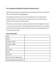 .as medically fit to get an employment pass for the work one has applied for which will of course, need one to undergo a medical check up for employment the in principle approval form and passport will then be returned back to the employment pass holder. 6 Pre Employment Medical Templates In Pdf Doc Free Premium Templates