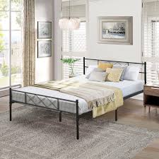 This airy headboard and the low footboard infuse modern design elements into your bedroom. Contemporary Metal Platform Bed Black Metal Bed Frame By Vecelo Twin Full Queen Size Overstock 28380612