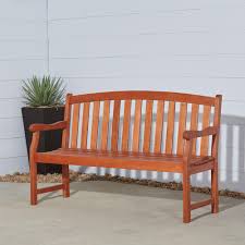 Vifah Eucalyptus Patio Bench V275 The Home Depot In 2020 Garden In The Woods Wood Bench Outdoor Outdoor Garden Bench