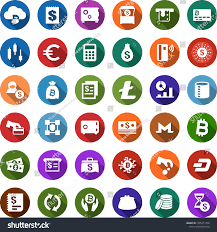Color Back Flat Icon Set Litecoin Stock Vector Royalty Free