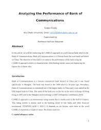Bank of china limited (b) a. Pdf Analyzing The Performance Of Bank Of Communications