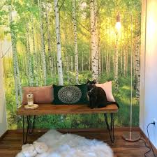 Flurgestaltung Flur Og Birkenwald Katze Pinienh In 2020 Fototapete Wald Wald Tapete Und Birkenwald
