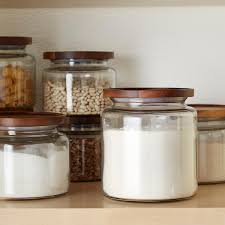 Anchor Hocking Montana Glass Canisters With Acacia Lids Glass Food Storage Glass Canisters Glass Food Storage Containers