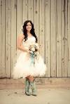 High Low Wedding Dress With Cowboy Boots