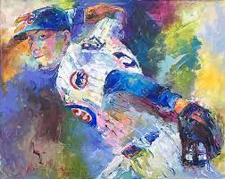 Cub tracks paints by numbers. Javier Baez Chicago Cubs 16x20 Original Acrylic Painting By Richard Wallich 1866319071