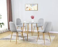 Maybe you would like to learn more about one of these? 5 Pcs Dining Table Chair Set Round Glass Dining Table And Fabric Chairs With Metal Legs For Dining Room And Kitchen Round Table 4 Pcs Fabric Grey Chairs Walmart Com Walmart Com