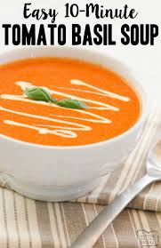 Easy 10 Minute Tomato Basil Soup Quick Weeknight Meals Tomato Basil Soup Tomato Basil Soup Recipe