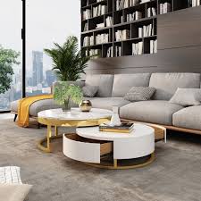 Modern Round Coffee Table With Storage Lift Top Wood Coffee Table With Rotatable Drawers In White Natural White Black Marble White In 2020 Round Coffee Table Modern Coffee Table Cheap Coffee Table