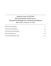 Abstracts From Attd 2016 9th International Conference On Advanced Technologies Treatments For Diabetes Milan Italy February 3 6 2016 Topic Of Research Paper In Clinical Medicine Download Scholarly Article Pdf And Read