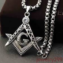 Mens Brand New Silver Vintage Stainless Steel Masonic Pendant Necklace Box Chain Masonic Jewelry Necklace Box Lavish Jewelry