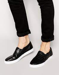 32 schwarze slip on sneakers aus leder von asos slip on leder asos
