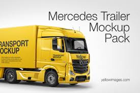 Mercedes Trailer Mockup Pack In Handpicked Sets Of Vehicles On Yellow Images Creative Store