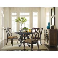 You can find rustic wood farm home dining table sets that would work great in a farmhouse dining area. Stanley Furniture Rustica Portfolio 5 Piece Harvest Table Set By Dining Rooms Outlet