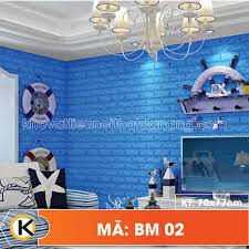 Xốp dán tường giả gạch màu xanh dương - Kho Vật Liệu Nội Thất Đà Nẵng