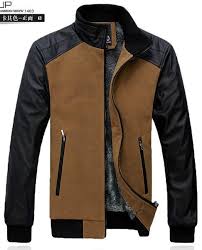 Wholesale Men Splicing Long Sleeve Stand Collar Khaki Wool And Faux Leather Jacket Coat L Xl Xxl Xxxl X1403617k In Efexcity Clothes Mens Jackets Overcoat Men