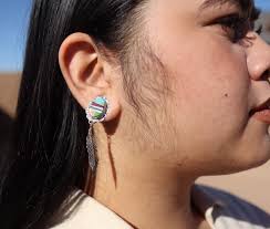 TURQUOISE JEWELRY NATIVE AMERICAN EARRINGS STERLING