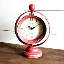 Distressed Table Clock Red Clock Table Clock Antique Farmhouse