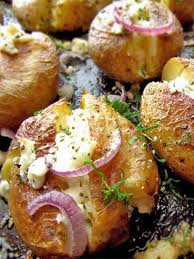 Roasted Greek Potatoes Recipe With Feta Cheese Oregano And Onion Recipe Greek Potatoes Feta Recipes Greek Cooking