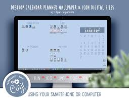 2021 Desktop Calendar Wallpaper Organizer Planner And Icon Digital Download Files Dusty Blue In 2020 Planner Organization Desktop Calendar Calendar Wallpaper