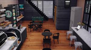 My Sims 4 Blog Starbucks Coffee Shop Lot And Objects By Dreamteamsims The Sims 4 Lots Coffee Shop Sims 4 Cc Furniture