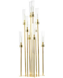 Three tall gilt candle holders. 48 Tall 10 Arm Candle Holder Candelabra Centerpiece Gold Cv Linens