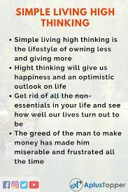 Essay On Simple Living High Thinking Essayonsimplelivinghighthinking Simplelivinghighthinkingessay Aplustopper In 2021 Essay Essay Writing Competition Help The Poor