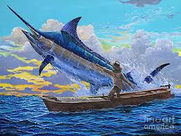 The old man was thin and gaunt with deep wrinkles in the back of his neck. The Old Man And The Sea By Ernest Hemingway