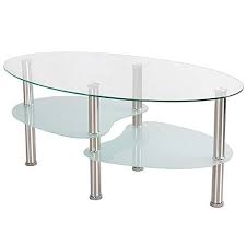 Yaheetech Round Oval Glass Top Coffee Table Center Table Sofa Side Cocktail Tables For Living Room Stainless Steel Legs Clear Buy Online In Aruba At Aruba Desertcart Com Productid 32740305