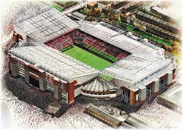 Manchester united v liverpool postponed after fans storm old trafford pitch to protest glazer family. Stadia Art Old Trafford Poster Bestellen 11freunde Shop
