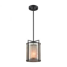 Stasis 1 Light Mini Pendant In Oil Rubbed Bronze With Tan And Clear Mica Shade 16191 1 De Light Ville