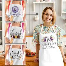 Personalized Floral Kitchen Apron For Women Adjustable Neck W Etsy In 2021 Womens Aprons Gifts For Cooks Kitchen Aprons