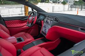 Bentley Red Model X Interior Matte Carbon Fiber Trim Tesla Suv Tesla Interior Tesla Car