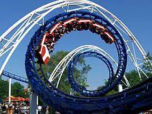Het traject gaat daar (zo goed als) loodrecht naar beneden. Roller Coaster Elements Wikipedia